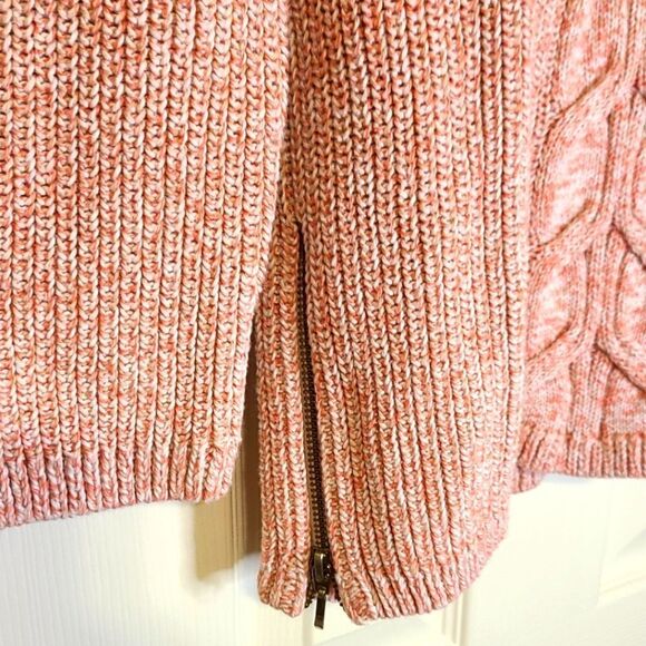 Talbots Cable Knitted Long Sleeve Oversized Sweater With Zippers On Bottom Sides - Picture 2 of 5